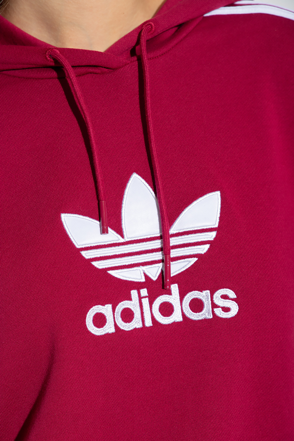 Adidas women's clearance trefoil hoodie burgundy